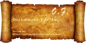 Oszlanszki Fáta névjegykártya